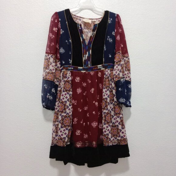 Anthropologie Maeve Quartier Latin Embroidered Patchwork Velvet Floral Dress - Picture 3 of 10